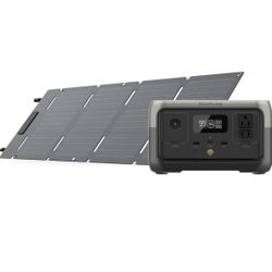 EF ECOFLOW Portable Power Station RIVER 2 with 45W Solar Panel, 256Wh LiFePO4 Battery/ 1 Hour Fast Charging, Up to 600W Output, Solar Generator for Ou