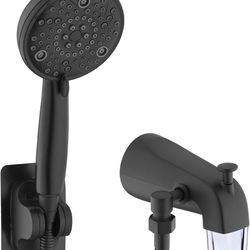 Slip-On Tub Spout with Diverter, High Pressure 8 Settings Hand Held Shower, Matte Black