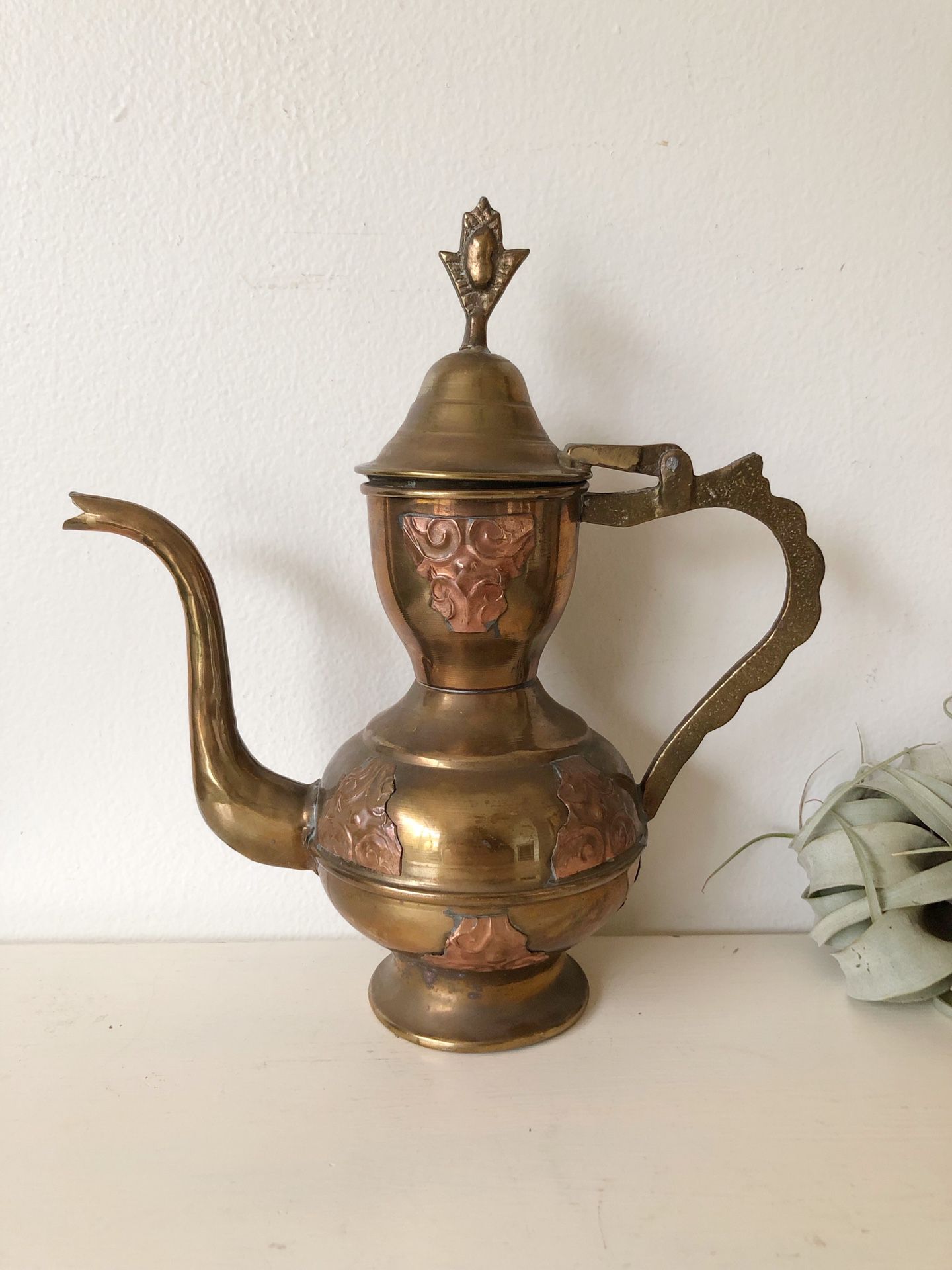 Vintage brass and copper tea pot / decorative use