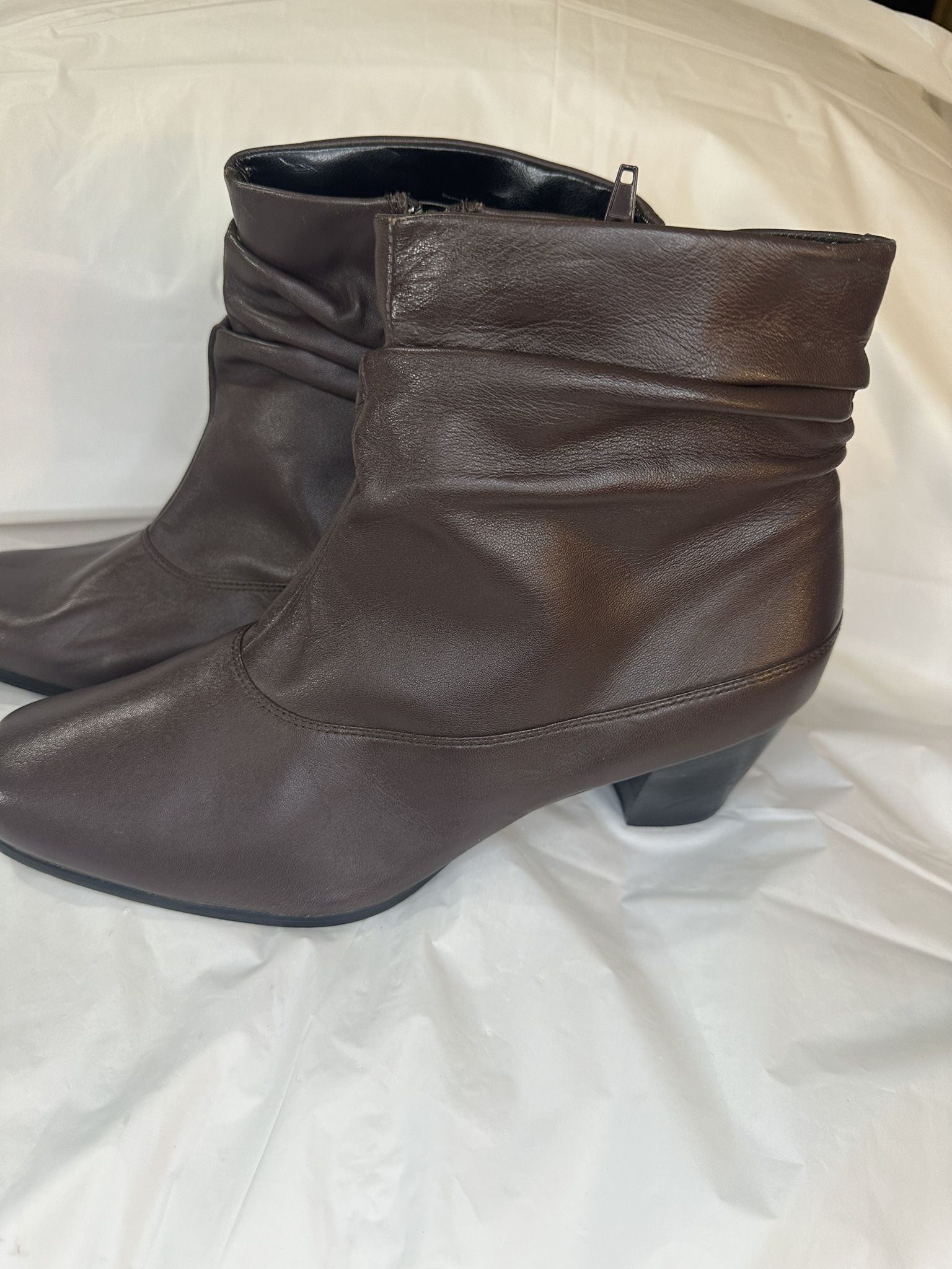 David Tate Vera Women's Brown Leather Ankle Boots Size 10M