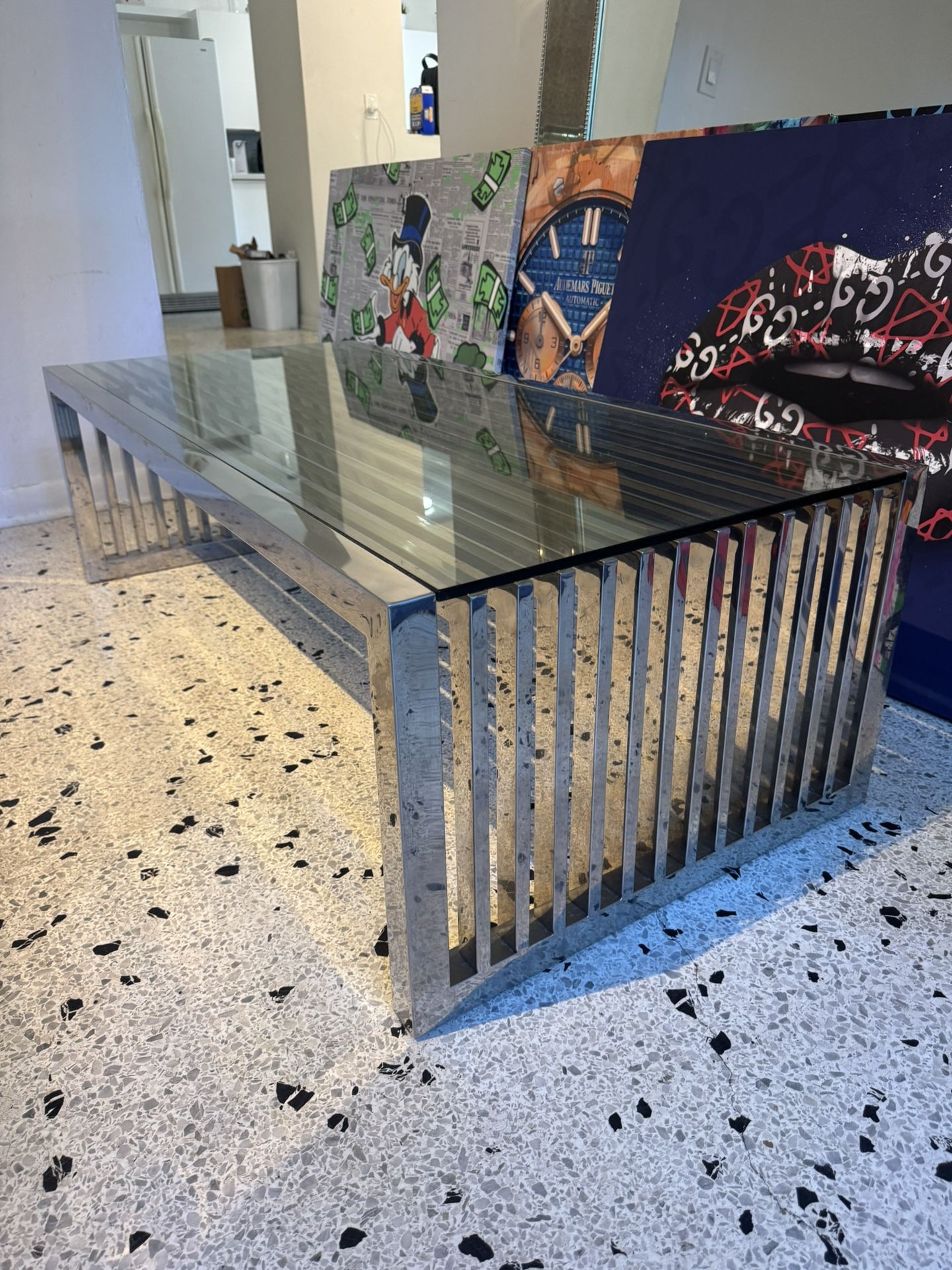 Glass And Chrome Coffee Table