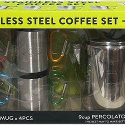 Alpine Mountain Gear 5-piece Stainless Steel Coffee Set 9-Cup Coffee Percolator