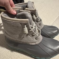 Womens Size 7m Sperry Topsider Saltwater Rain Duck Boots Grey Blue 