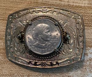 Vintage Western 1979 Susan B. Anthony Dollar Coin Belt Buckle