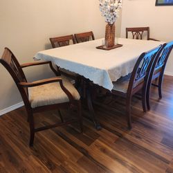 Duncan Phyfe Table with 6 Chairs