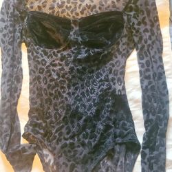 Leopard Velvet and Lace Body Suite 