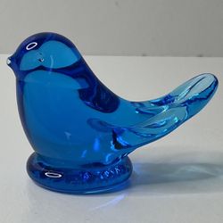 Vintage Signed Leo Ward 1989 Blue Bird Of Happiness Art Glass Figurine