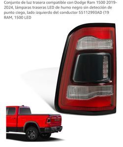 Rear light compatible with Dodge Ram 1-2024, black smoke LED rear lights without blind spot detection, driver's left side 3AD (19 RAM, 