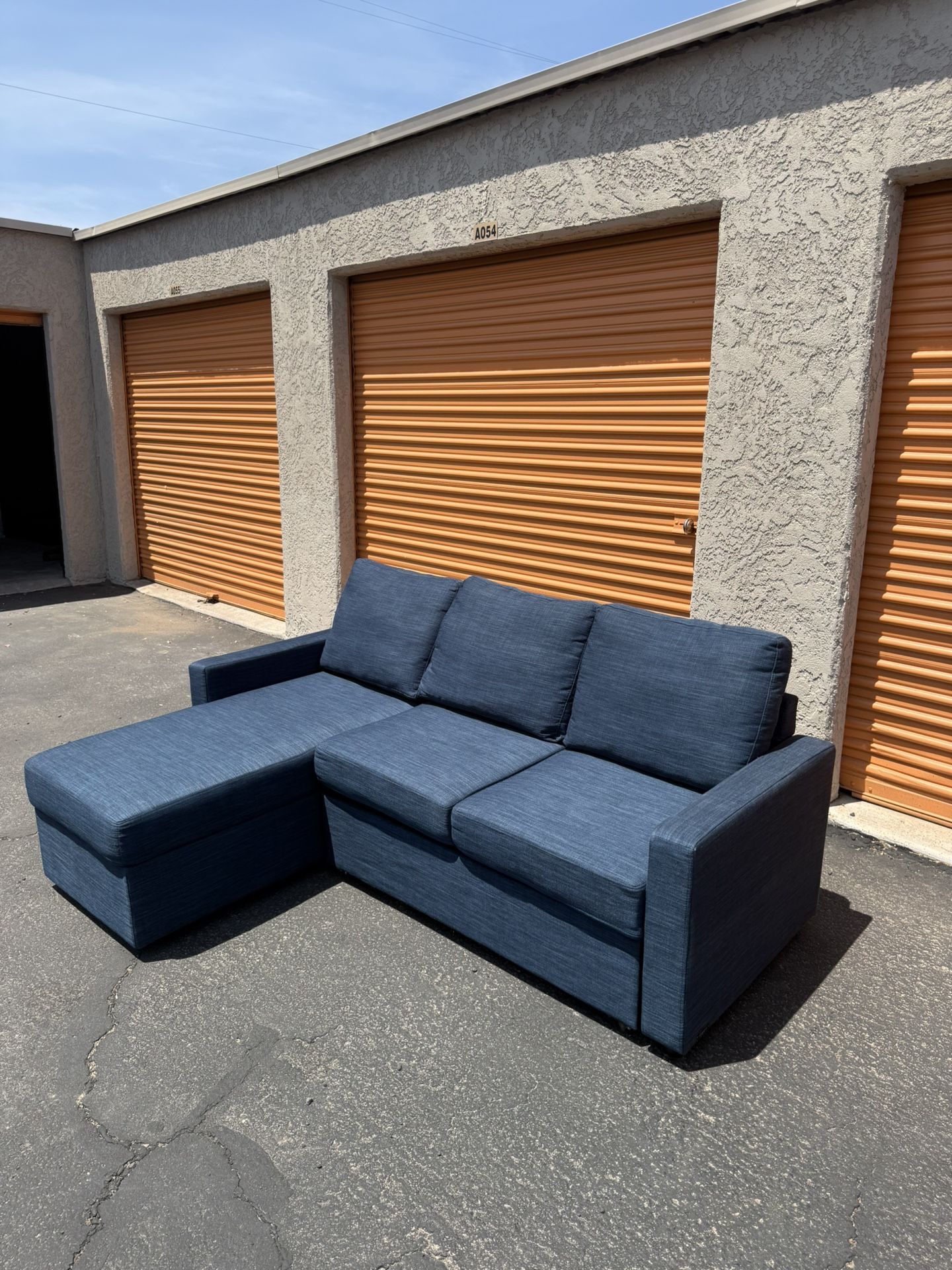 FREE DELIVERY - Blue Ikea Pullout Sectional Couch W/ Chaise