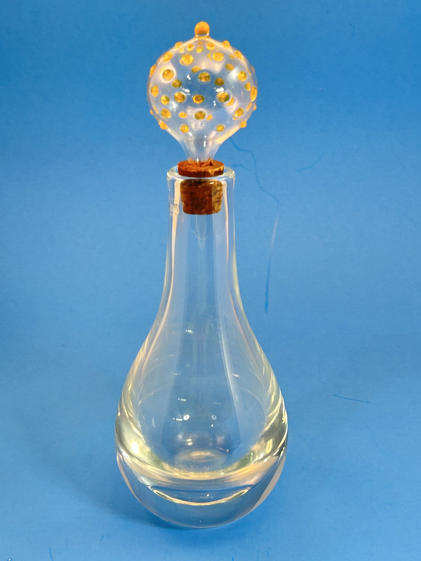 Vintage Heavy Glass Bottle with Decorative Stopper