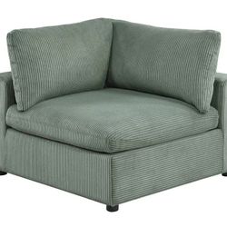 Sage Green Brand New Corduroy Corner Sofa Chair Cloud Like Design 