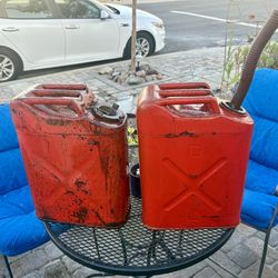 two Metal 5 Gallon Cherry Cans, New Seals