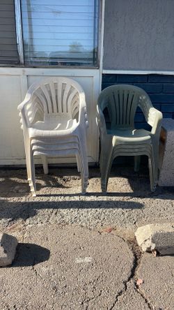 Green and white chairs