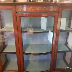 Antique Inlaid Bow Fronted Display Cabinet