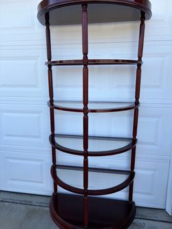 Mahogany 6-Tier Oval Etagere Bookshelf