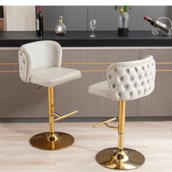 NEW 2-Piece Luxury 360° Swivel Bar Stool with Adjustable Height,Chrome Base,Ergonomic Design