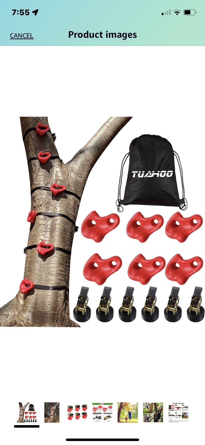 TUAHOO Ninja Tree Climbing for Kids Outdoor ABS Rocks Climbing Holds with 6 Ratchet Straps Ninja Warrior Obstacle Course Training for Kids Adults Back