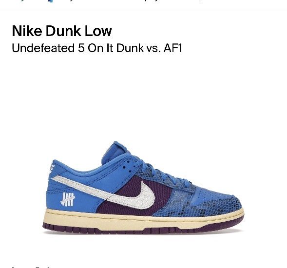 Nike Dunk Low Undefeated 5 On It Dunk vs. AF1 Size 9