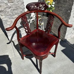 Chinese Rosewood Corner Chairs with Mother-of-Pearl Inlay And Carved Details