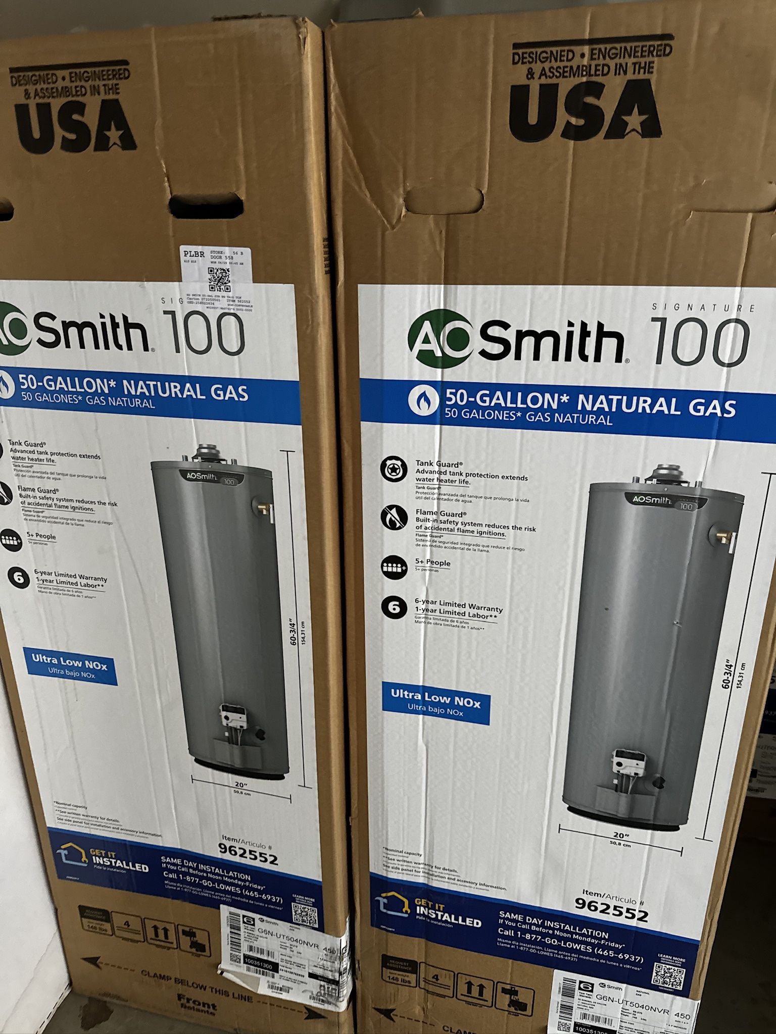 AO Smith 40 Gallon New Water Heater Rheem 40 Gallon Water Heater