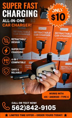 Fast charge retractable car charger