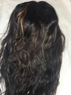 24 " highlights 100% Human Hair pre cut Wig