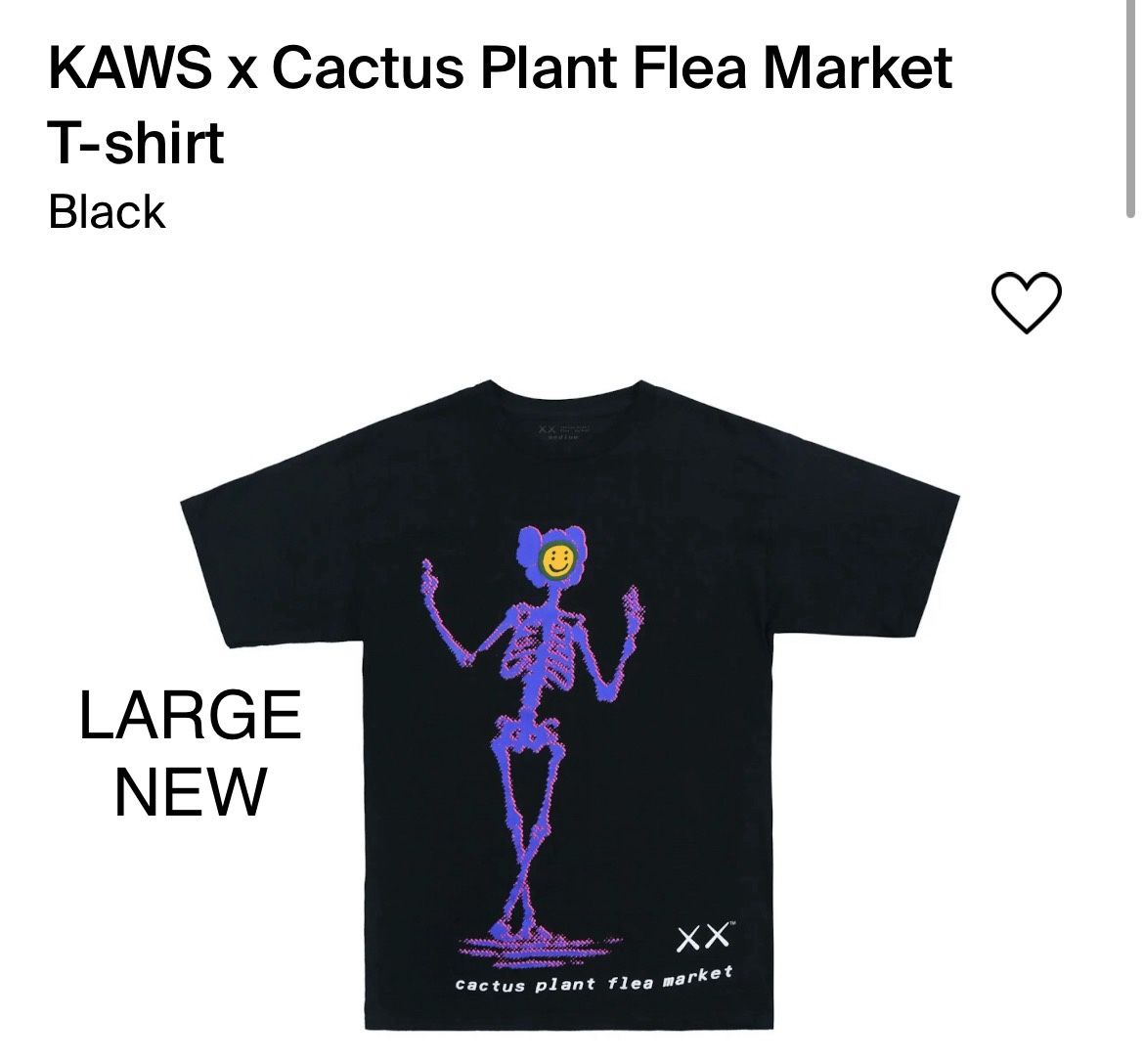 KAWS X CPFM BLACK TSHIRT LARGE NEW 