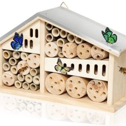 Bee House Hotel, Natural Wooden Bee Hive Pollinator Garden House