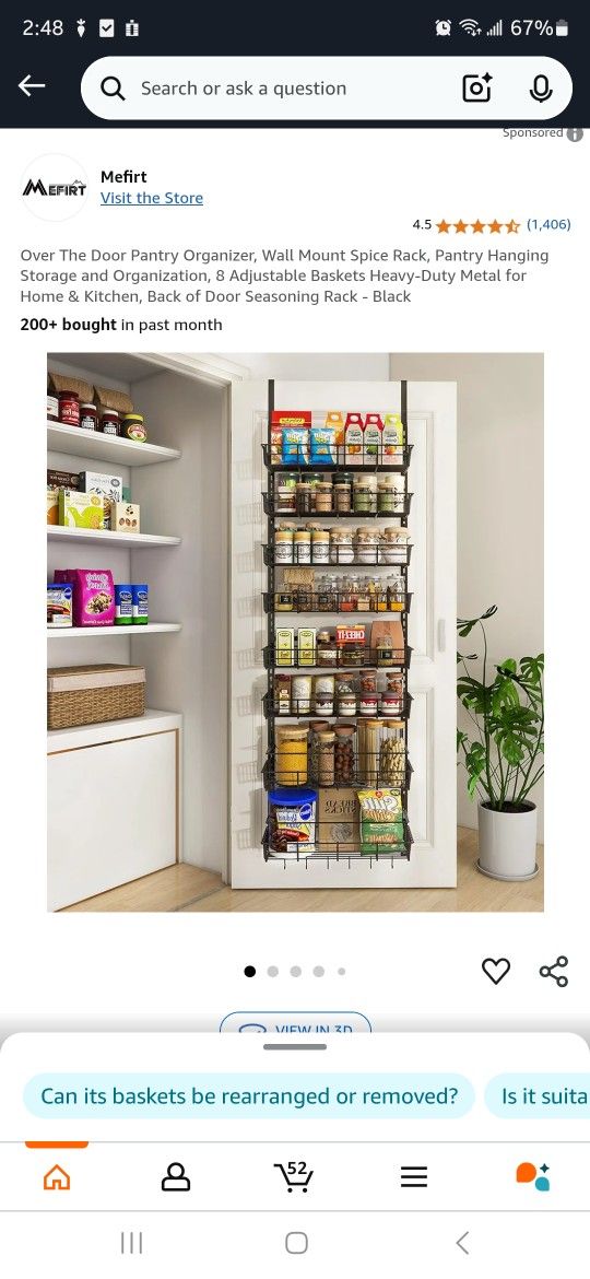 Over The Door Hanging Pantry Shelves