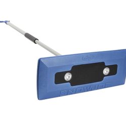 Snow Joe SJBLZD-LED 4-In-1 Telescoping Snow Broom + Ice Scraper, 18-Inch Foam Head, Headlights, Blue