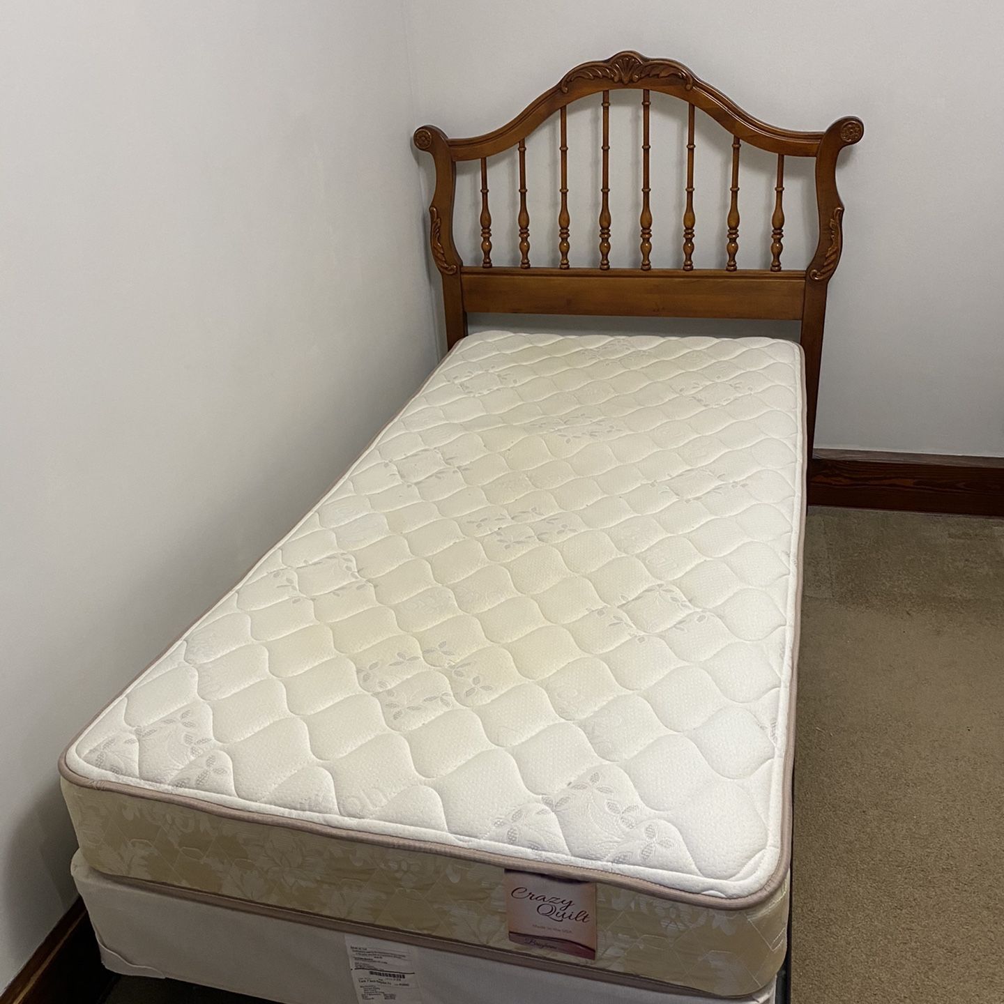 Single Bed with the Mattress and Box Spring
