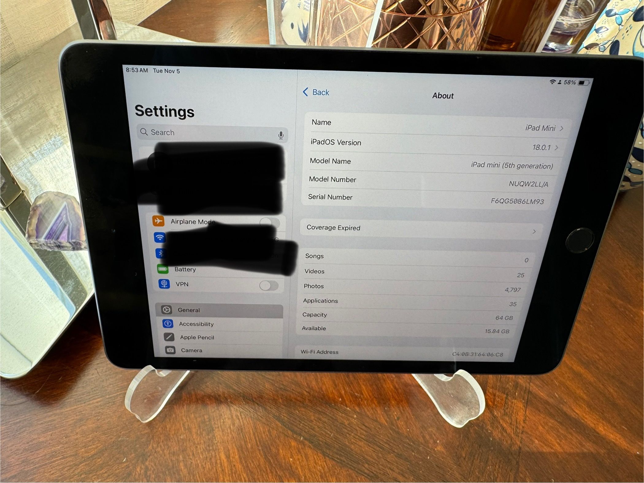 EXCELLENT Apple iPad Mini 5 64GB Space Gray WiFi 5th Generation