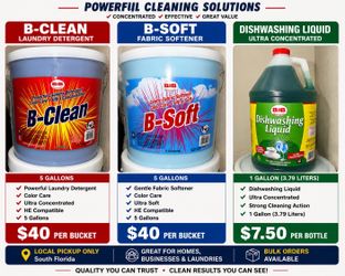 🧺 5 Gallon Laundry Detergent & Fabric Softener - $40 Each