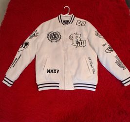 Rebel Minds White Varsity Jacket-- Chaqueta blanca de Rebel Minds