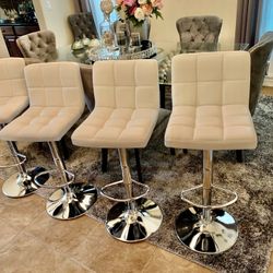 Beige $69 each Brand New in The Box Bar Stools Adjustable PU Leather Swivel Bar Chair Bar Chair Barstools 