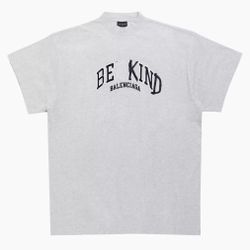 BALENCIAGA 23FW gray Be Kind patch distressed short sleeved shirt