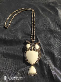 Large White Owl Necklace 