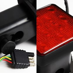 2" Standard Red Lens LED Trailer Truck Hitch Towing Receiver Cover Brake Light -(4-LY039-12RR