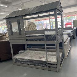 House Style Wooden Bunk Bed Frames 