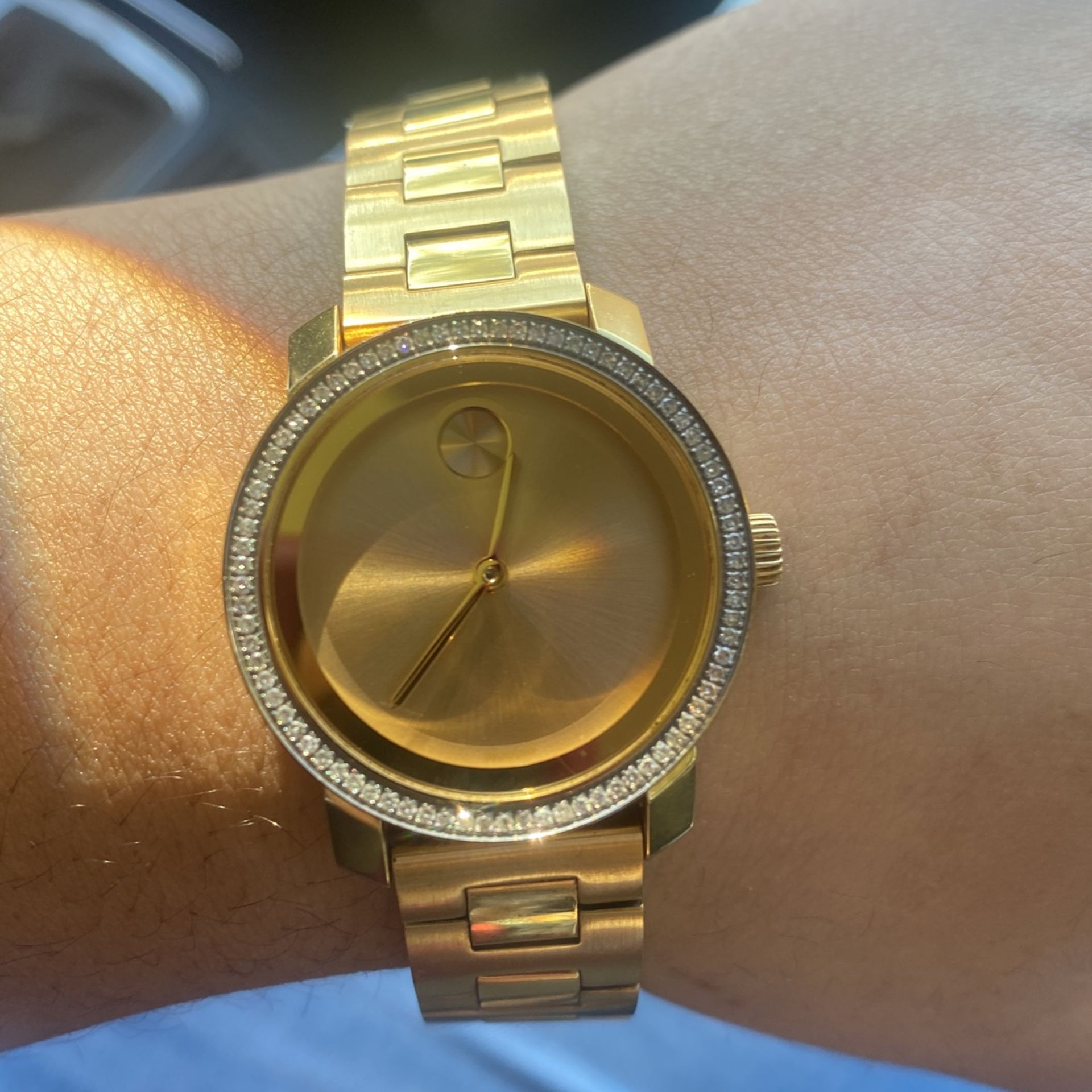 Real Movado Bold: Gold Plated Diamond Bezel