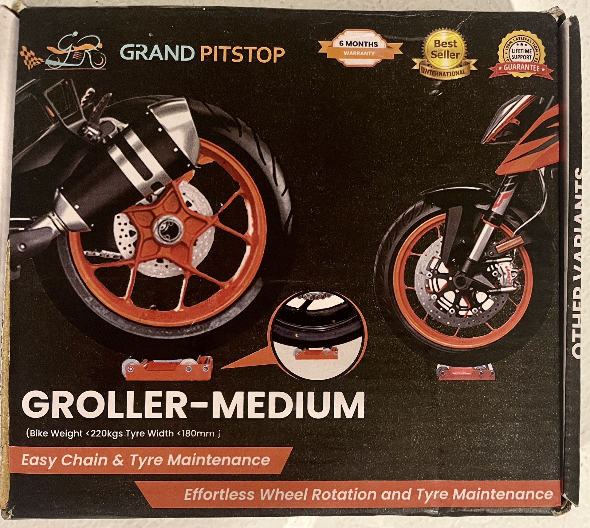 Grand PitStop Groller-Medium Wheel Cleaning Chain Maintenance Rolling Stand New