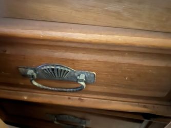 Real Hardwood Queen Bed with Poles & Long  Dresser