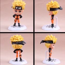4.75" Naruto Shippuden Uzimaki Chibi-style PVC Miniature Figure New With Stand. This is a small collectible PVC figure of Naruto Uzumaki from the anim