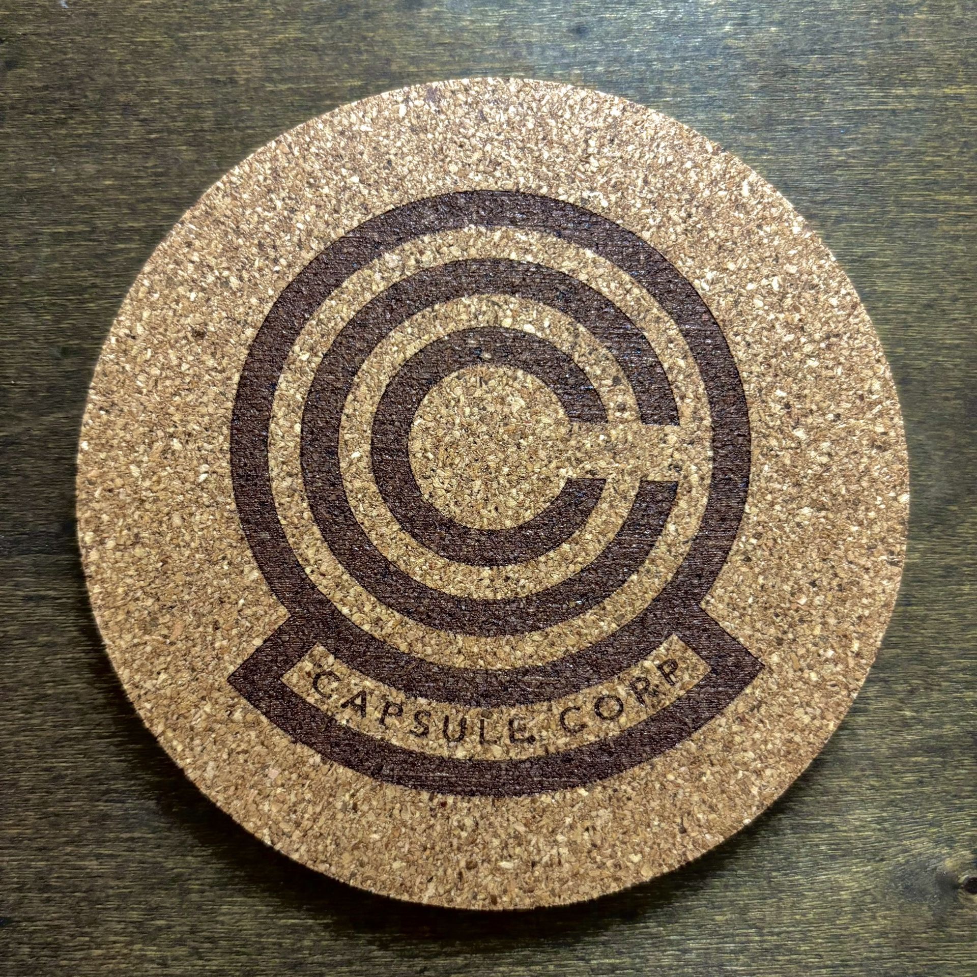 Dragon Ball Z Capsule Corp Logo Laser Engraved Cork Coaster