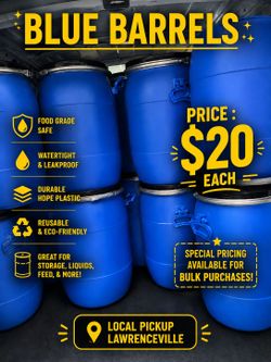 Blue HDPE Plastic Storage Barrels