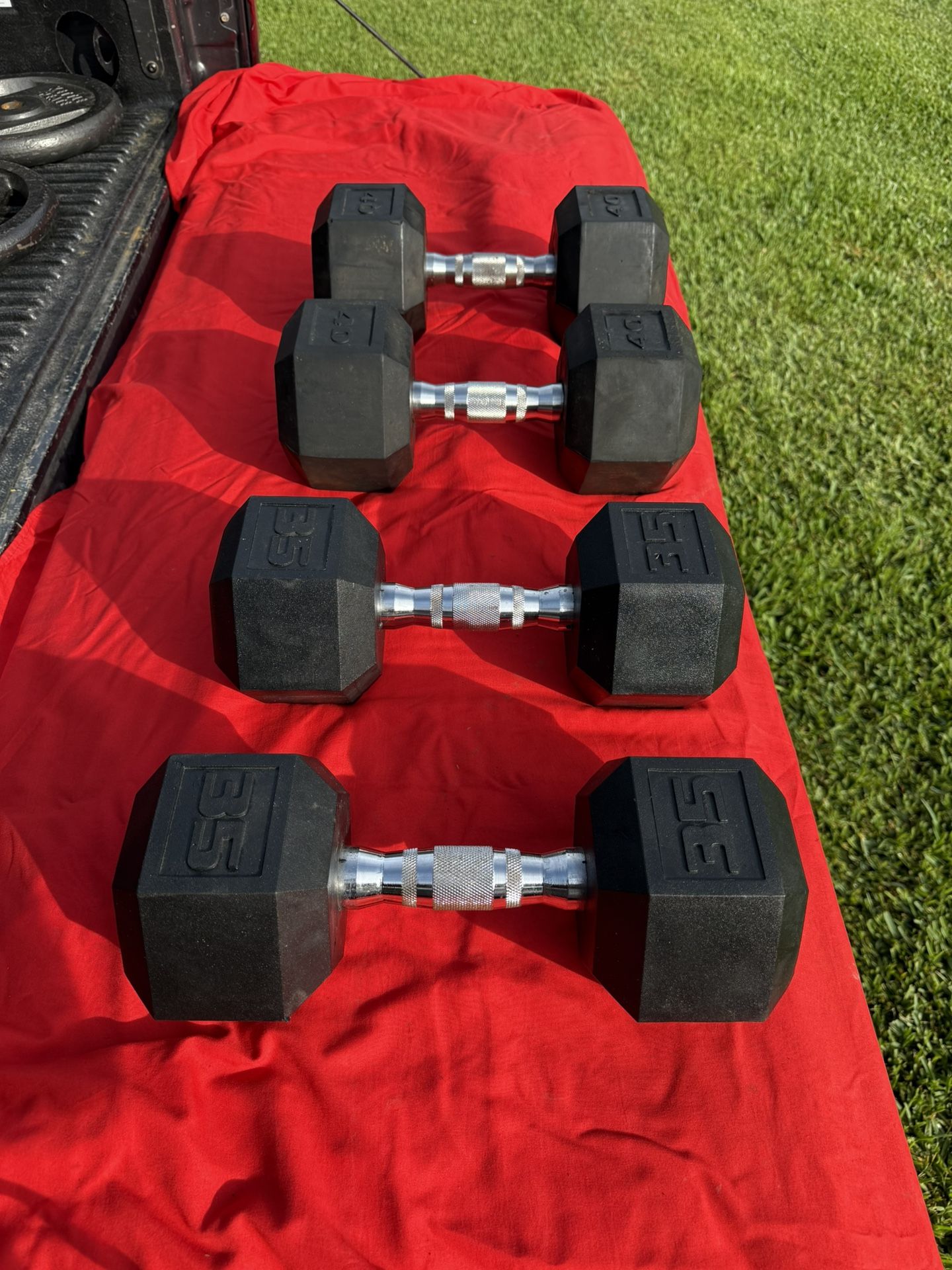 Hex Rubberized Dumbbell Set
