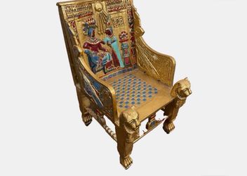 Antique replica egiptian gold throne chair