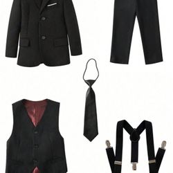 Boy Size 14Y - Black 5-Piece Suit