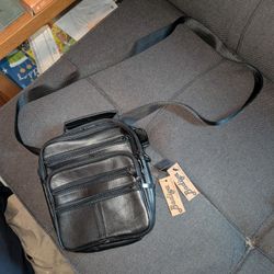 New Badiya black genuine leather crossbody shoulder bag