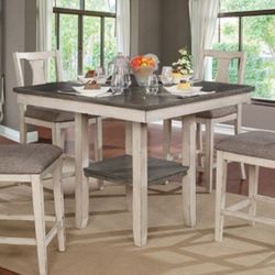 Brand New Antique White & Grey 5pc Counter Height Dining Table Set 